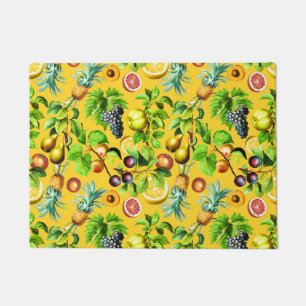 Fruits Pattern On Yellow Background Doormat