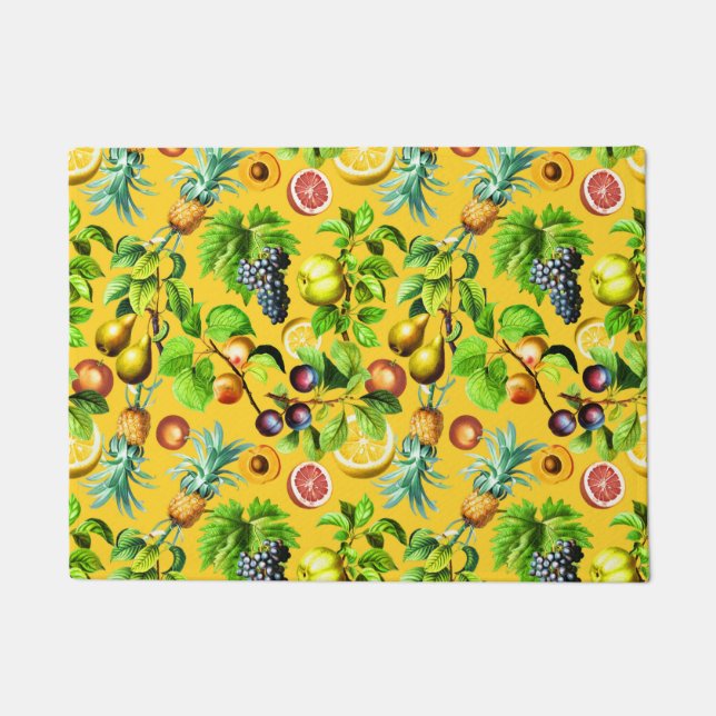 Fruits Pattern On Yellow Background Doormat (Front)