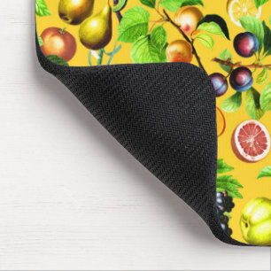 Fruits Pattern On Yellow Background Mouse Mat