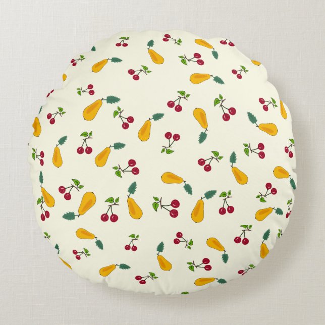 Fruits pattern round cushion (Front)