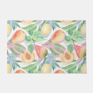 Fruits, peaches, pears, lemons, watercolor doormat