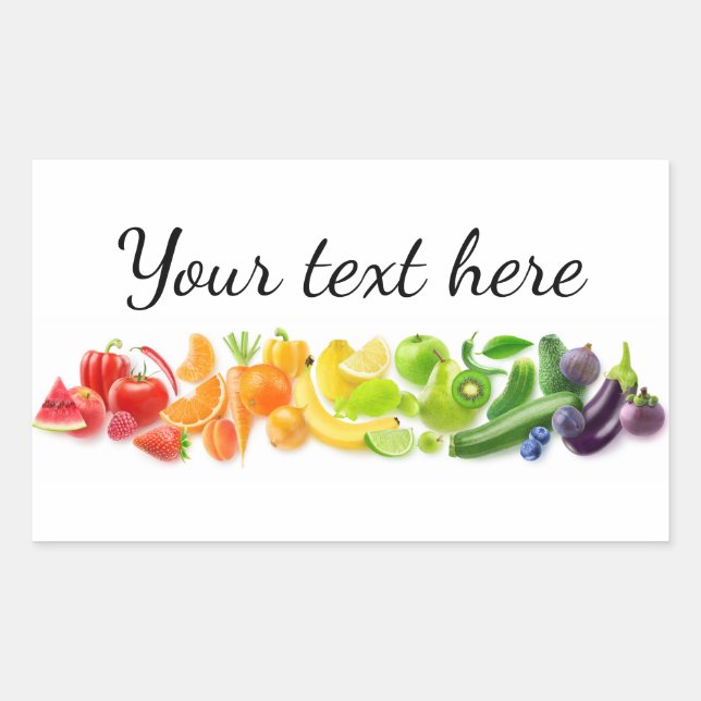 Fruits rainbow rectangular sticker (Front)