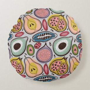 Fruits seamless pattern round cushion