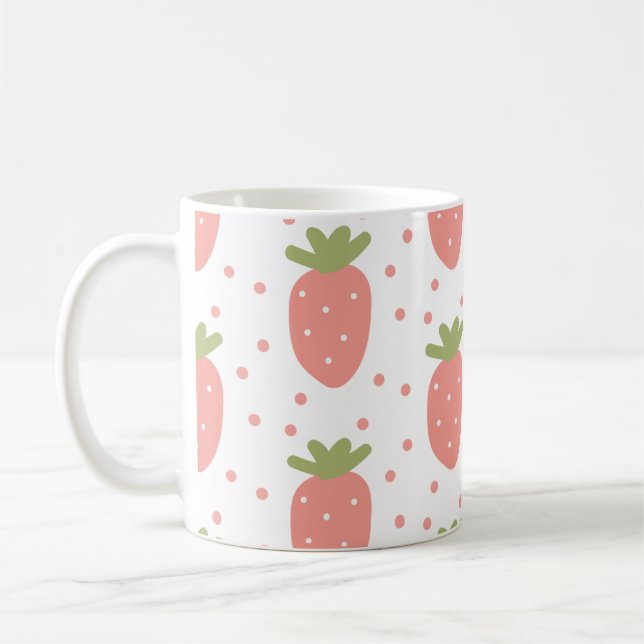 Fruits strawberries background coffee mug (Left)