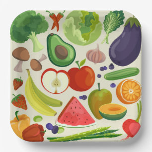 Fruits Vegetables Birthday Party Shower Paper Plate