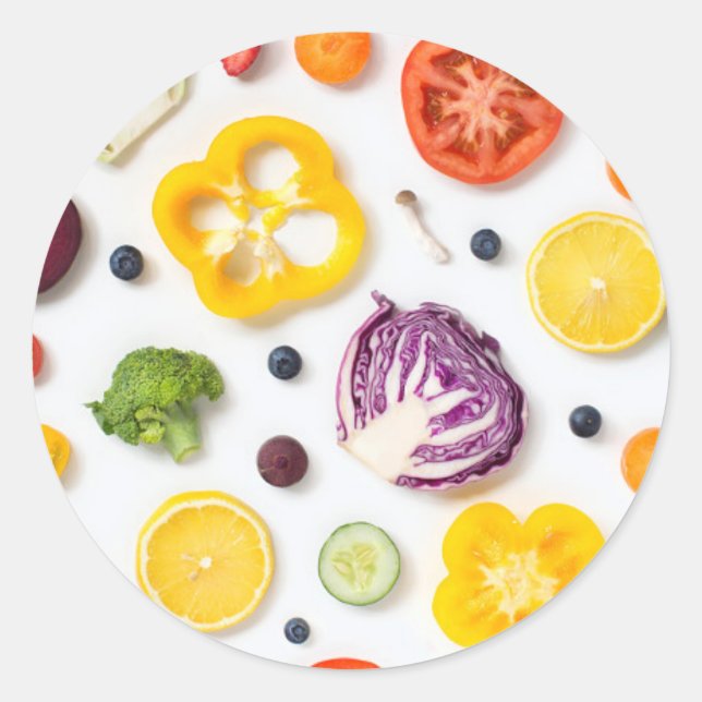 Fruits & Vegetables Classic Round Sticker (Front)