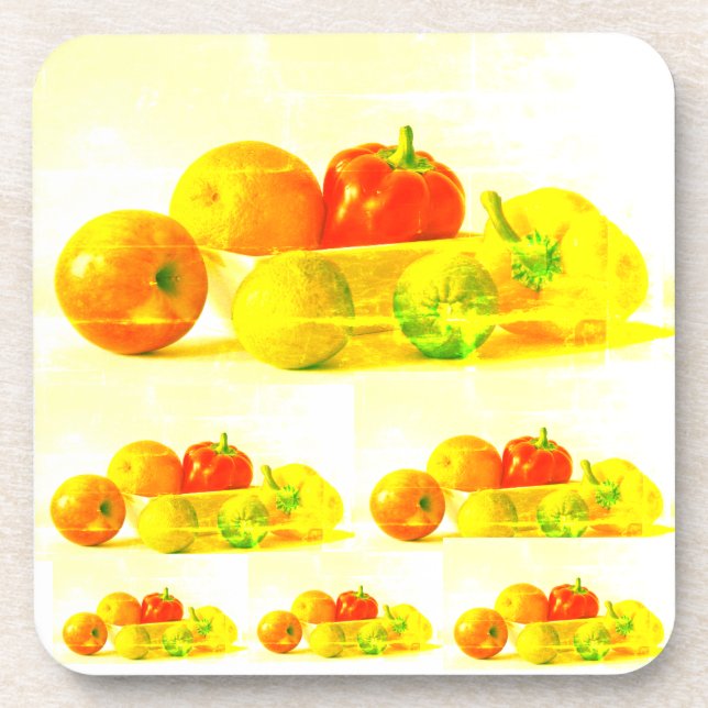 "Fruits Vegetables" Cute Photo. Buy Now Coaster (Front)
