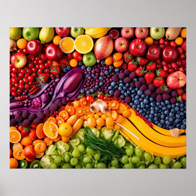 Fruits Vegetables Healthy Food Nutrition Health Poster (Front)