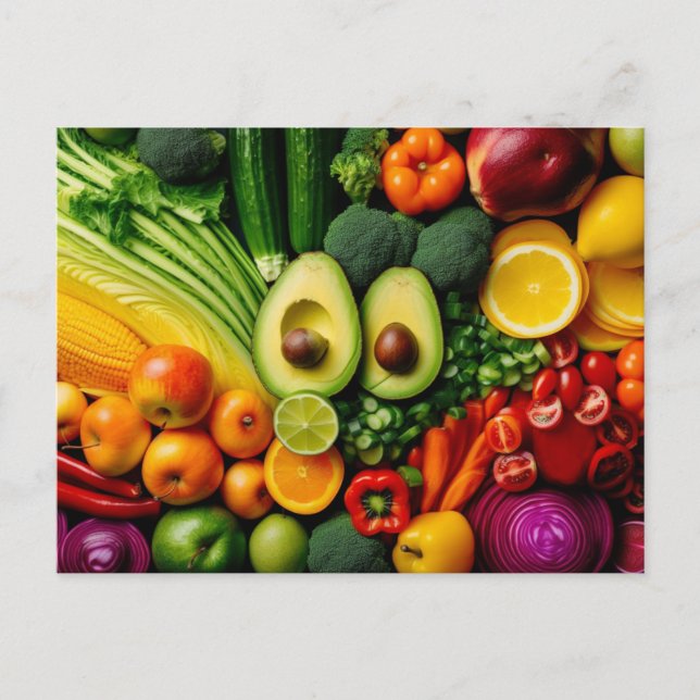 Fruits Vegetables Healthy Food Vegetarian Diet Postcard (Front)