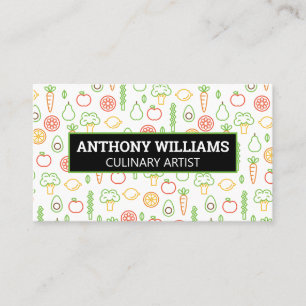 Fruits Vegetables Pattern Background Business Card