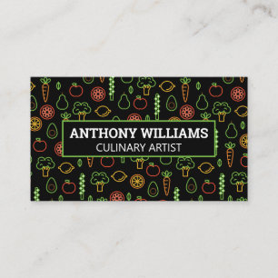 Fruits Vegetables Pattern II Background Business Card