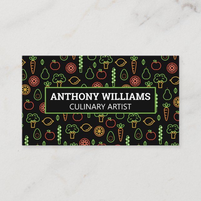 Fruits Vegetables Pattern II Background  Business Card (Front)