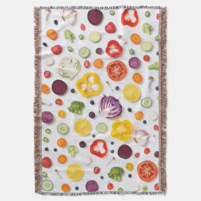 Fruits & Vegetables Throw Blanket (Front Vertical)