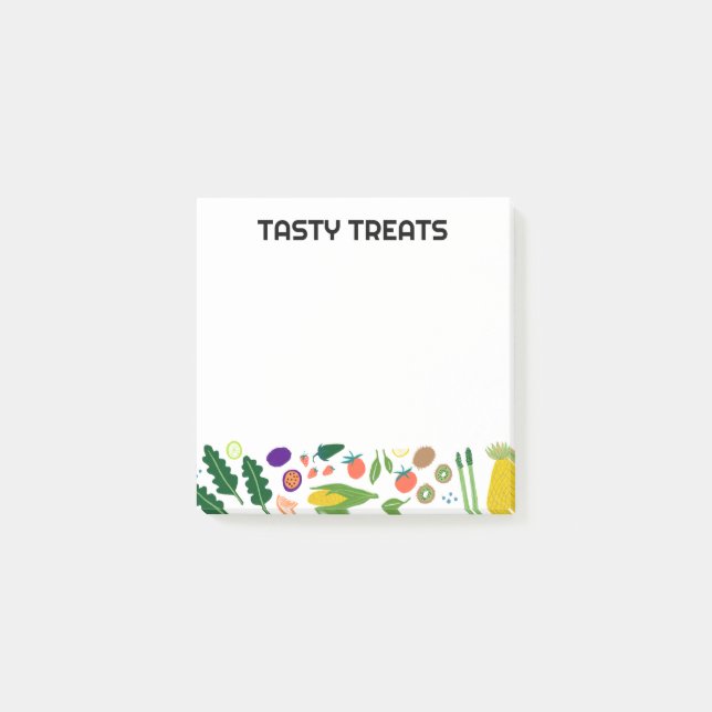 Fruits & Veggies Food CUSTOM Monogram Personalised Post-it Notes (Front)