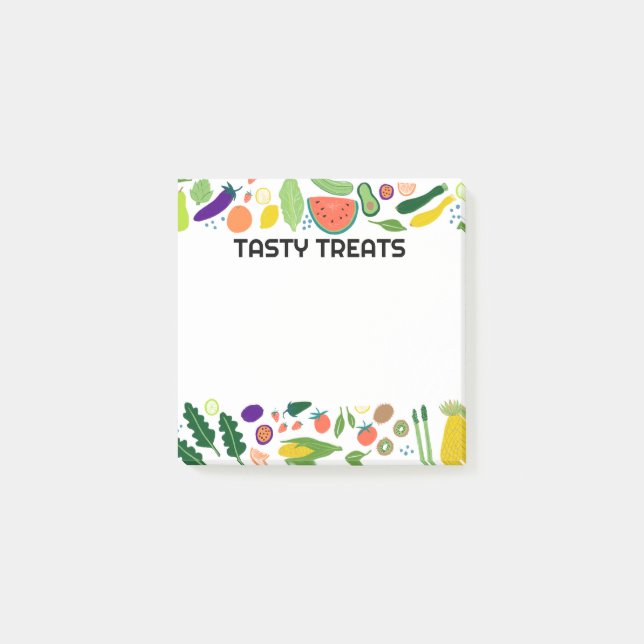 Fruits & Veggies Food CUSTOM Monogram Personalised Post-it Notes (Front)
