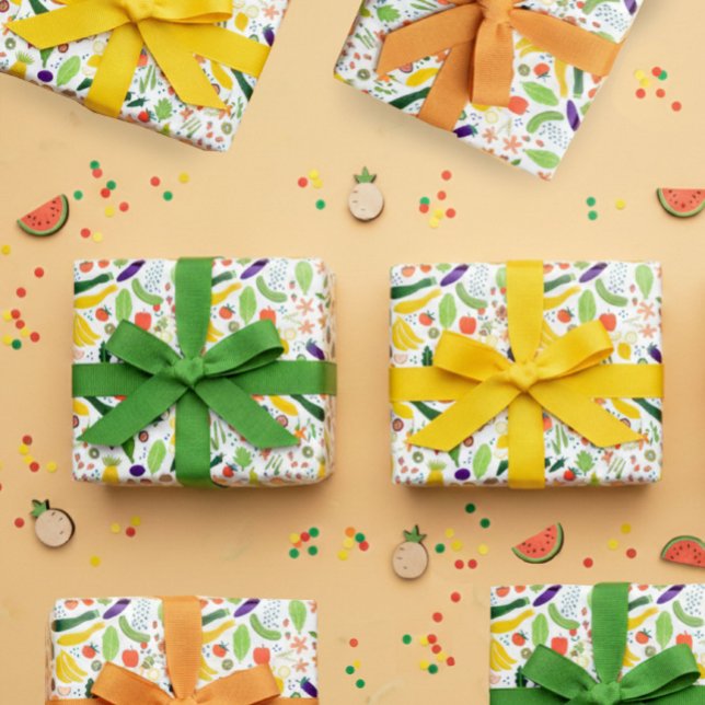 Fruits & Veggies Food Illustration Pattern Cute Wrapping Paper Sheet (Fruits & Veggies Food Illustration Pattern Cute Wrapping Paper Sheets
)