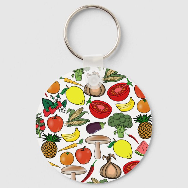 Fruits & Veggies key chain, choose style Ring (Front)