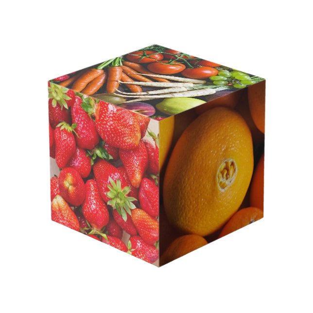 Fruits & Veggies (or YOUR photos) cube (Front Angled)