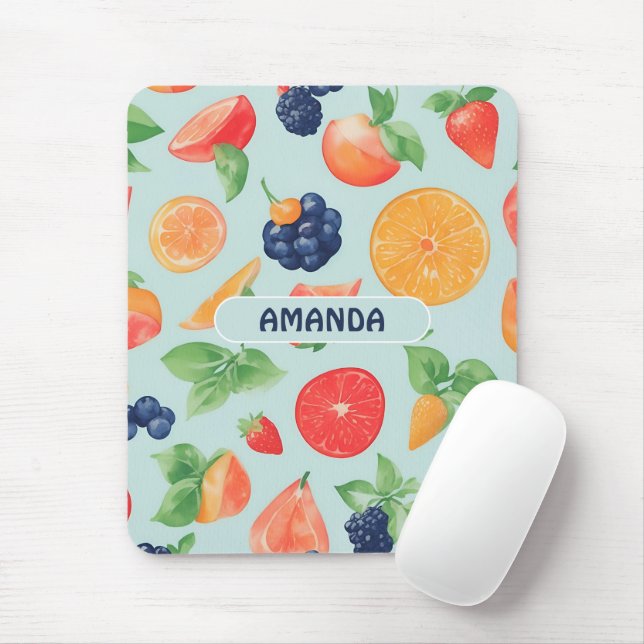 Fruits Watercolor Colourful Personalised Pattern Mouse Mat (With Mouse)