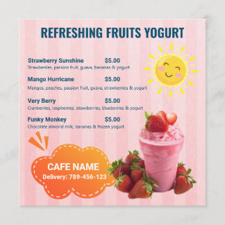 Fruits Yogurt Drinks Flat Menu