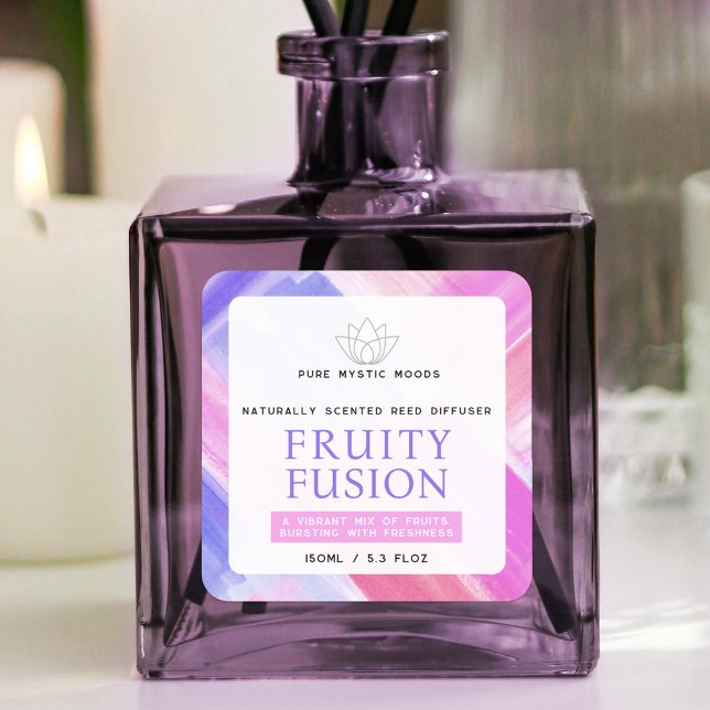 Fruity bright abstract reed diffuser product label (Creator Uploaded)