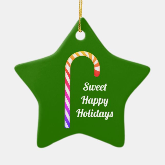 Fruity Candy Cane Sweet Holidays Star Ornament (Front)