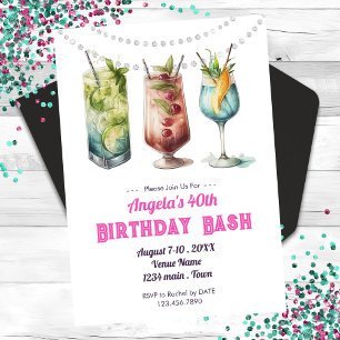 Fruity Cocktail 40th Birthday Summer Invitation