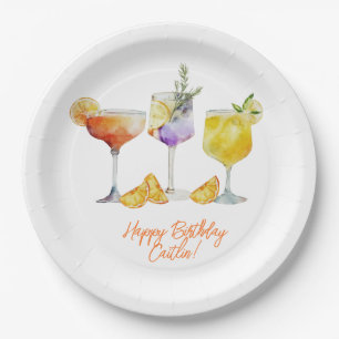 Fruity Cocktail Drinks Birthday Paper Plate