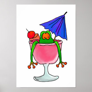 Fruity Cocktail Frog Poster