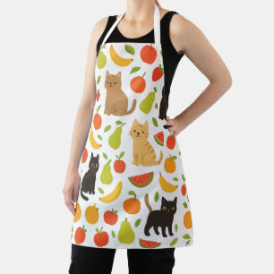 Fruity Feline Kitchen Apron: Cute Cats and Fruit Apron