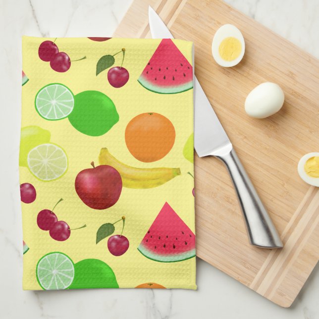Fruity Fruits You Customise Cute  Tea Towel (Quarter Fold)