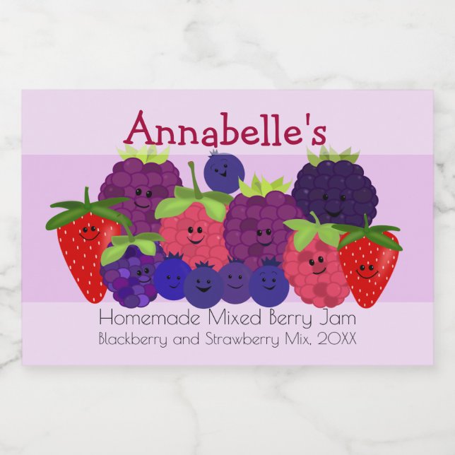 Fruity Fun Mixed Berry Design Food Label (Single Label)