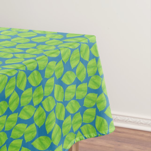 Fruity Green Limes on Blue Background to Customize Tablecloth (In Situ)