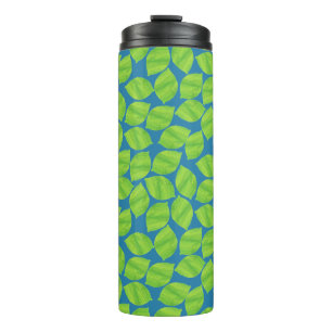 Fruity Green Limes on Blue Background to Customize Thermal Tumbler
