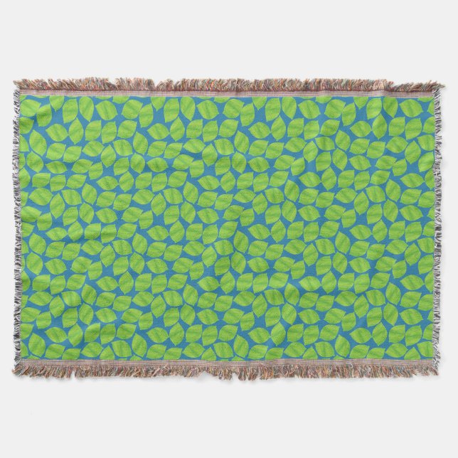 Fruity Green Limes on Blue Background to Customize Throw Blanket (Front)