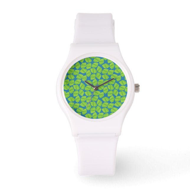 Fruity Green Limes on Blue Background to Customize Watch (Front)