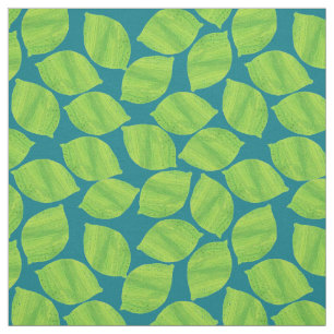 Fruity Green Limes on Deep Blue to Customize Fabric