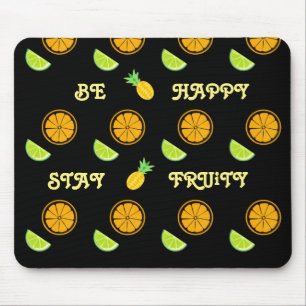 Fruity Juice Lemon Orange Yellow Happy Pattern Mouse Mat
