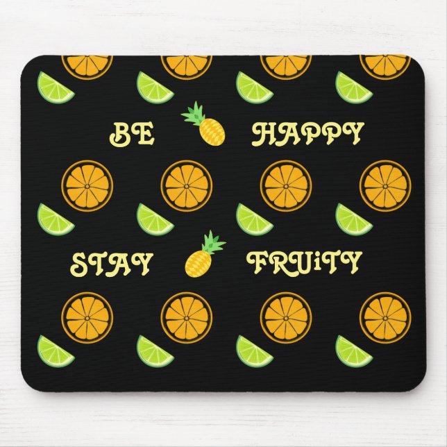 Fruity Juice Lemon Orange Yellow Happy Pattern Mouse Mat (Front)