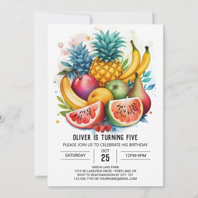 Fruity Kids Chic Birthday Invitation (Front)