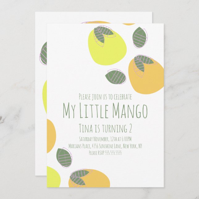 Fruity Little Mango Tropical Invitation (Front/Back)