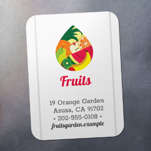 Fruity logo • Fruits drop logotype • Custom Name Magnet