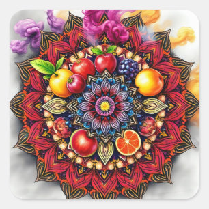 Fruity mandala square sticker