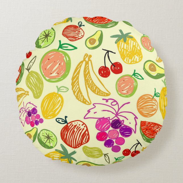 Fruity Pattern Round Cushion (Front)