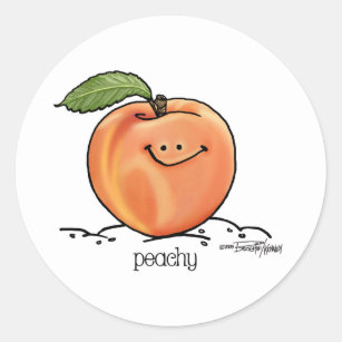 Fruity Peach - Cartoon Classic Round Sticker