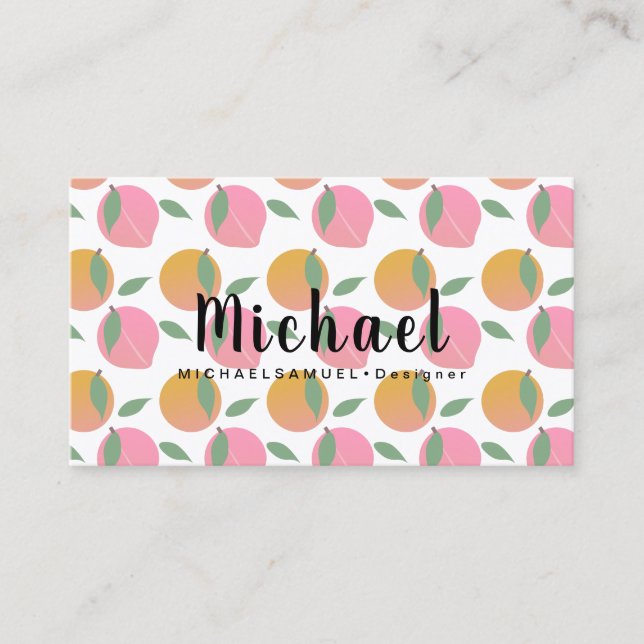 Fruity Peach Orange Interior Hair Salon Designer Business Card (Front)