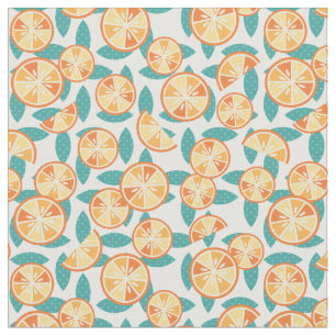 Fruity Retro Orange Slices Pattern Fabric