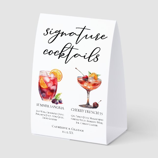Fruity Signature Cocktails Wedding Menu (Front)