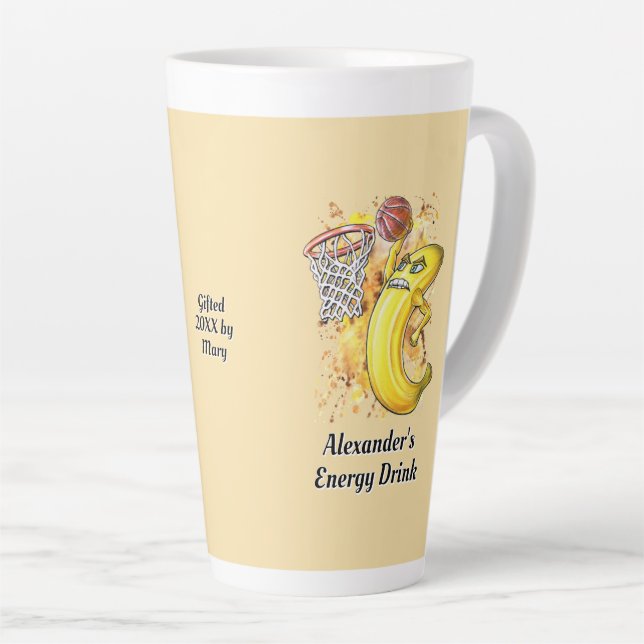 Fruity Slam Dunk Energising Banana Customisable Latte Mug (Right Angle)