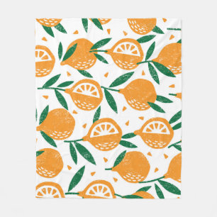 Fruity Stamps: Seamless Vintage Textured Pattern Fleece Blanket